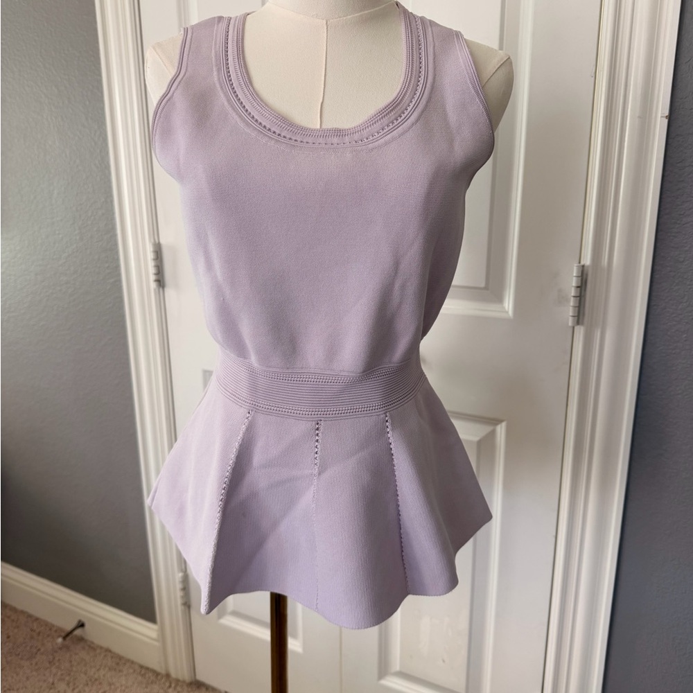 White House Black Market Lilac Peplum Tank Top